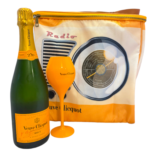 Veuve Clicquot Brut Radio Koeltas + Yellow Flutes 75CL