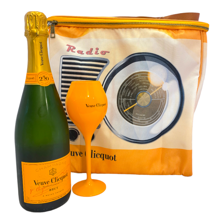 Veuve Clicquot Brut Radio Koeltas + Yellow Flutes 75CL